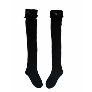 Lip Service RARE knit thigh high socks bow ruffle - os